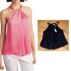 NWT TrinaTurk Rosemary Silk Blend Top, lined, tie back, size XS